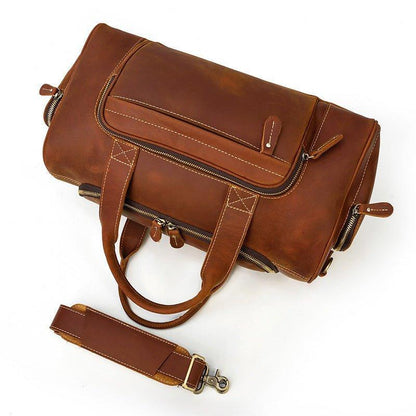 Mens Leather Duffle Bag with Pockets