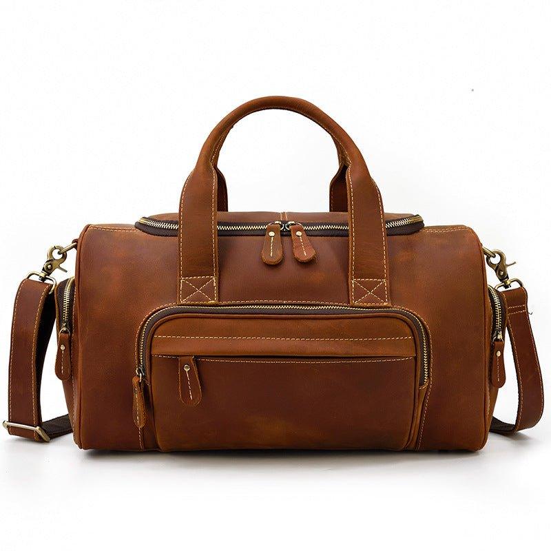 Mens Leather Duffle Bag with Pockets