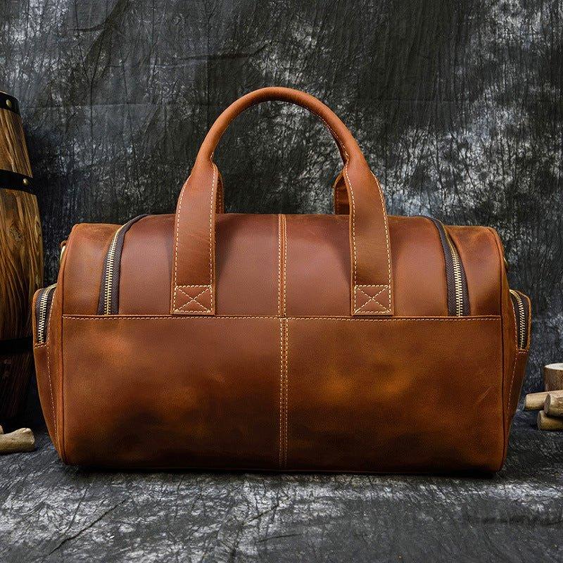 Mens Leather Duffle Bag with Pockets