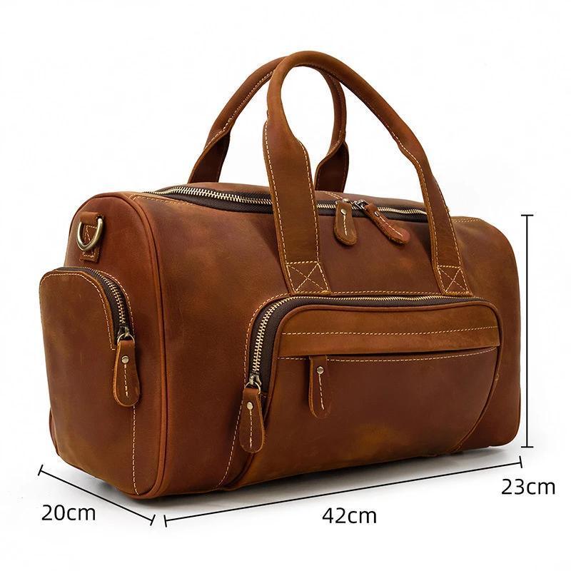 Mens Leather Duffle Bag with Pockets