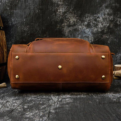 Mens Leather Duffle Bag with Pockets