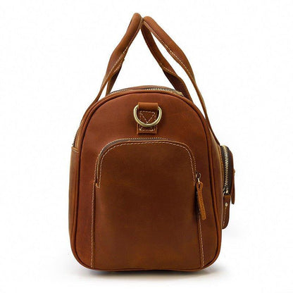 Mens Leather Duffle Bag with Pockets