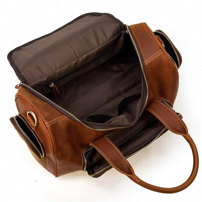 Mens Leather Duffle Bag with Pockets