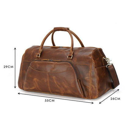 Leather Duffle Travel Bags for Men with Pockets