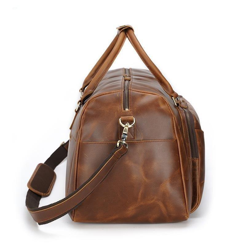 Leather Duffle Travel Bags for Men with Pockets