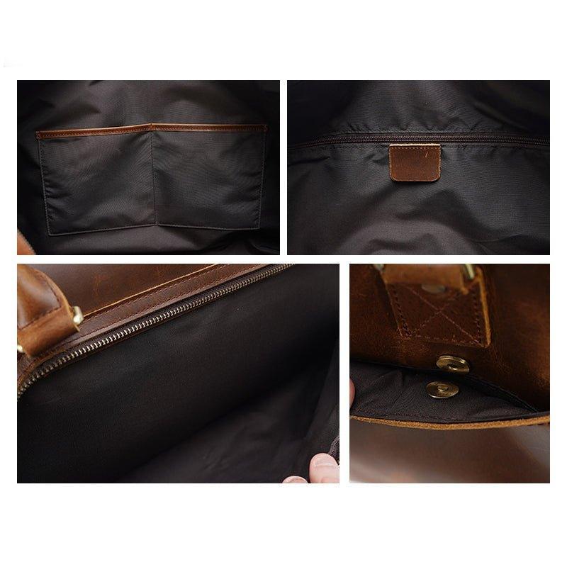 Leather Duffle Travel Bags for Men with Pockets