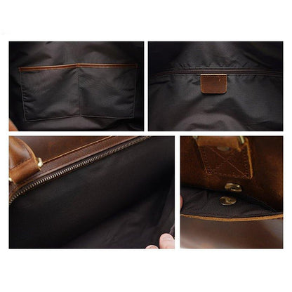 Leather Duffle Travel Bags for Men with Pockets