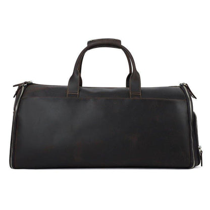 Leather Garment Bag Duffel with Shoe Compartment