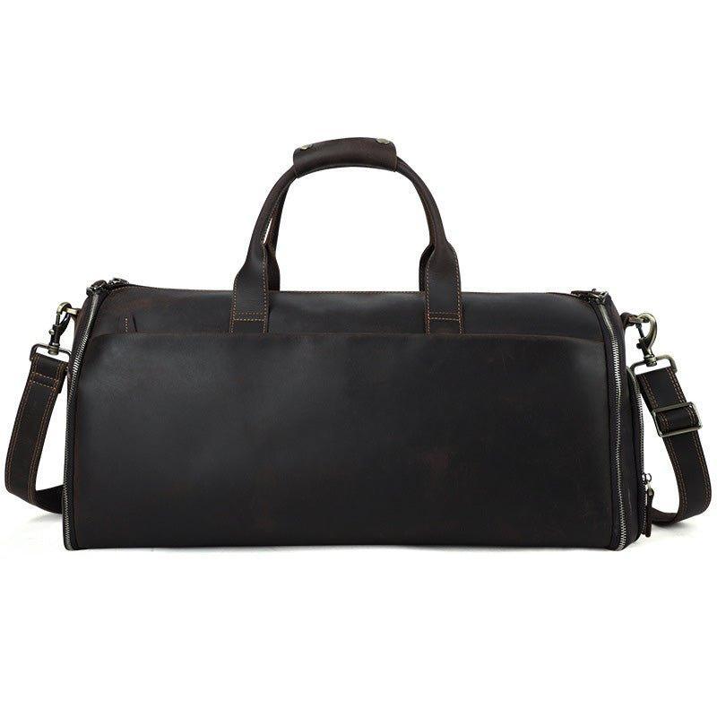 Leather Garment Bag Duffel with Shoe Compartment