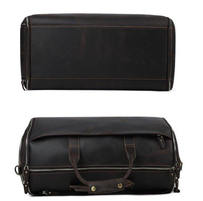 Leather Garment Bag Duffel with Shoe Compartment