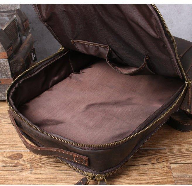 Vintage Mens Leather Backpack for Laptop