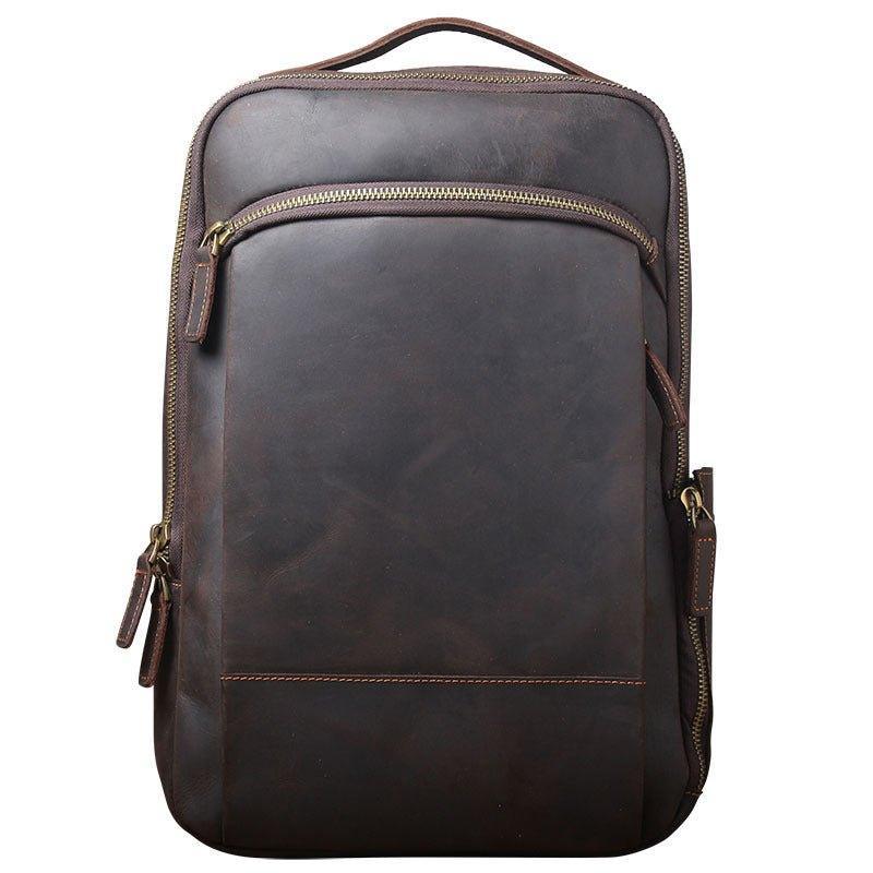 Vintage Mens Leather Backpack for Laptop