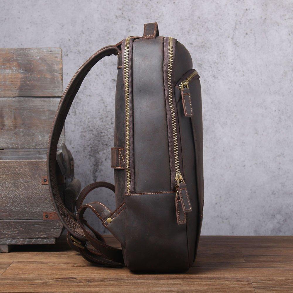 Vintage Mens Leather Backpack for Laptop