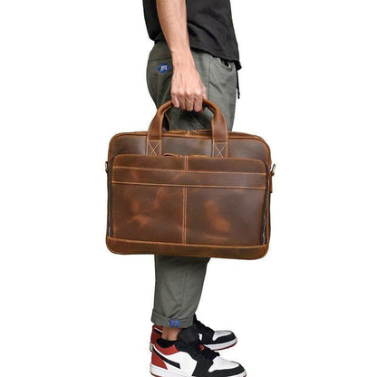 Woosir Leather Laptop Briefcase Brown 15"