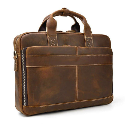 Woosir Leather Laptop Briefcase Brown 15"