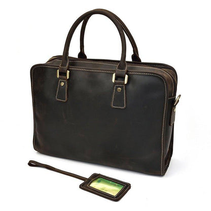 Woosir Leather Laptop Satchel Mens for 14" Laptop