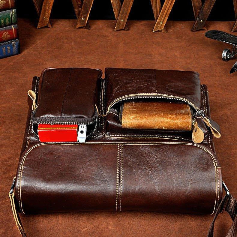 Woosir Leather Messenger Shoulder Bag for Men