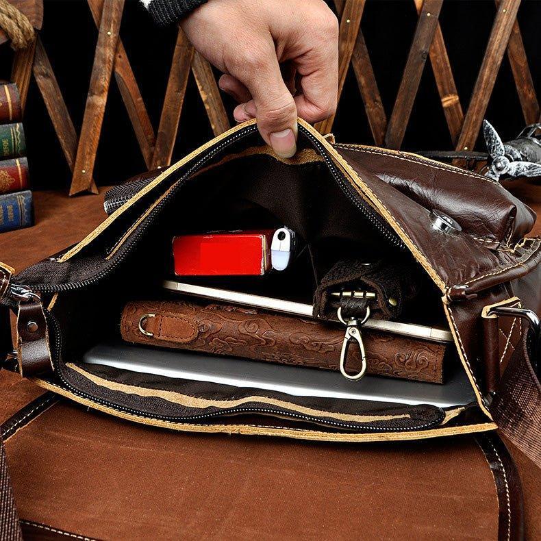 Woosir Leather Messenger Shoulder Bag for Men