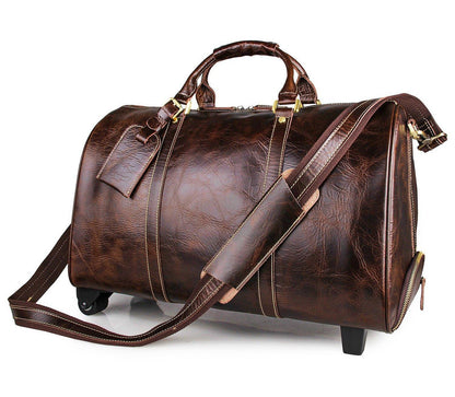 Leather Rolling Duffle Bag 20 Inch