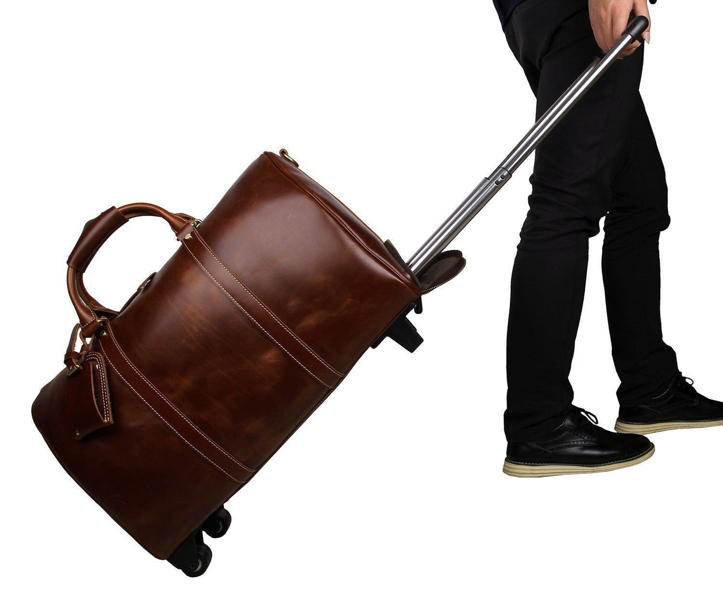 Leather Rolling Duffle Bag 20 Inch