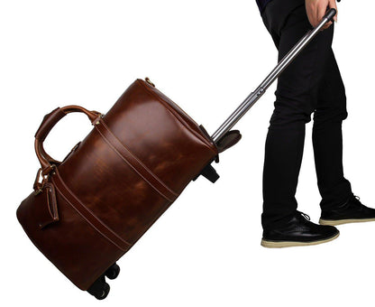 Leather Rolling Duffle Bag 20 Inch