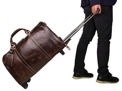 Leather Rolling Duffle Bag 20 Inch