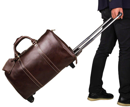 Leather Rolling Duffle Bag 20 Inch