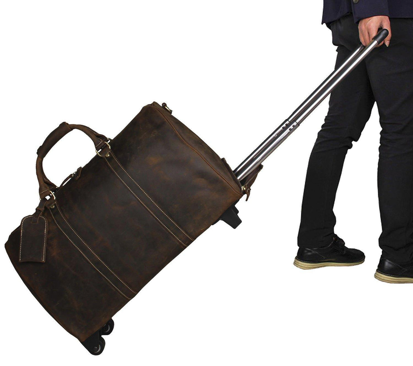 Leather Rolling Duffle Bag 20 Inch