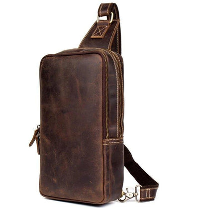 Mens Leather Sling Backpack Large