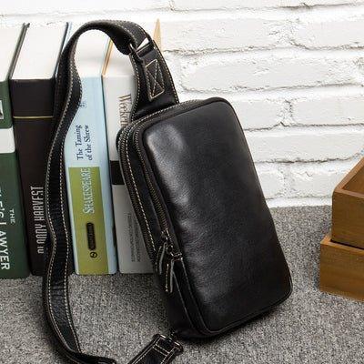 Mens Leather Sling Backpack Large