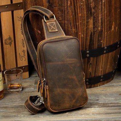 Mens Leather Sling Backpack Large