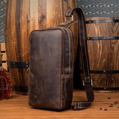 Mens Leather Sling Backpack Large