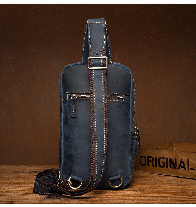 Mens Leather Sling Backpack Large