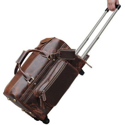 Mens Leather Duffle Bag on Wheels