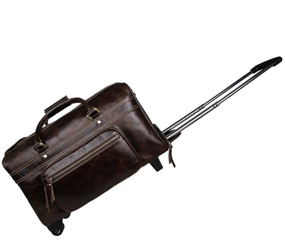 Mens Leather Duffle Bag on Wheels