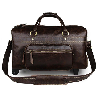 Mens Leather Duffle Bag on Wheels