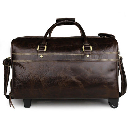 Mens Leather Duffle Bag on Wheels