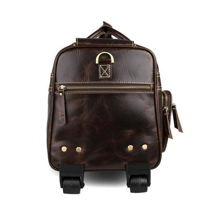 Mens Leather Duffle Bag on Wheels