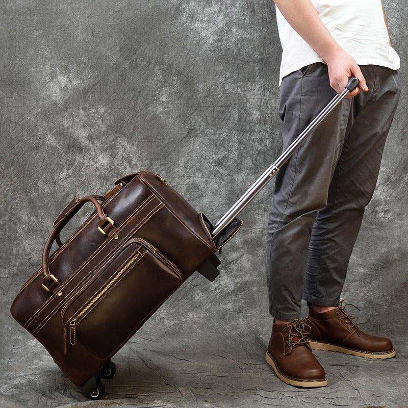 Mens Leather Duffle Bag on Wheels