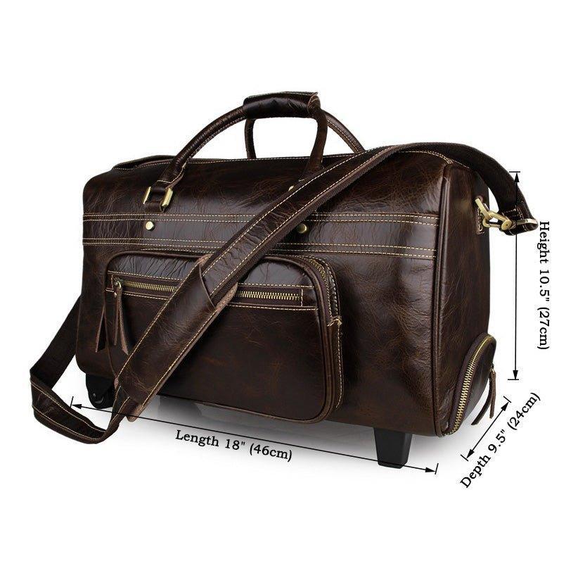 Mens Leather Duffle Bag on Wheels