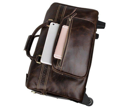 Mens Leather Duffle Bag on Wheels