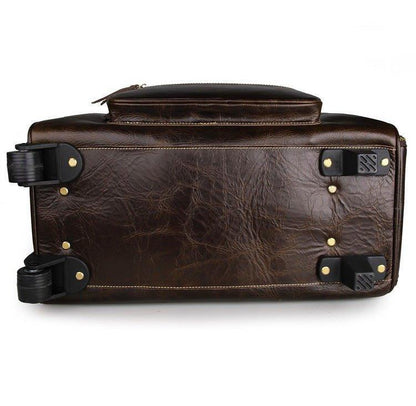 Mens Leather Duffle Bag on Wheels