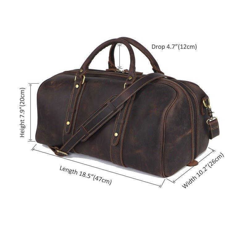 Woosir Leather Weekender Bag for Men Full-Open