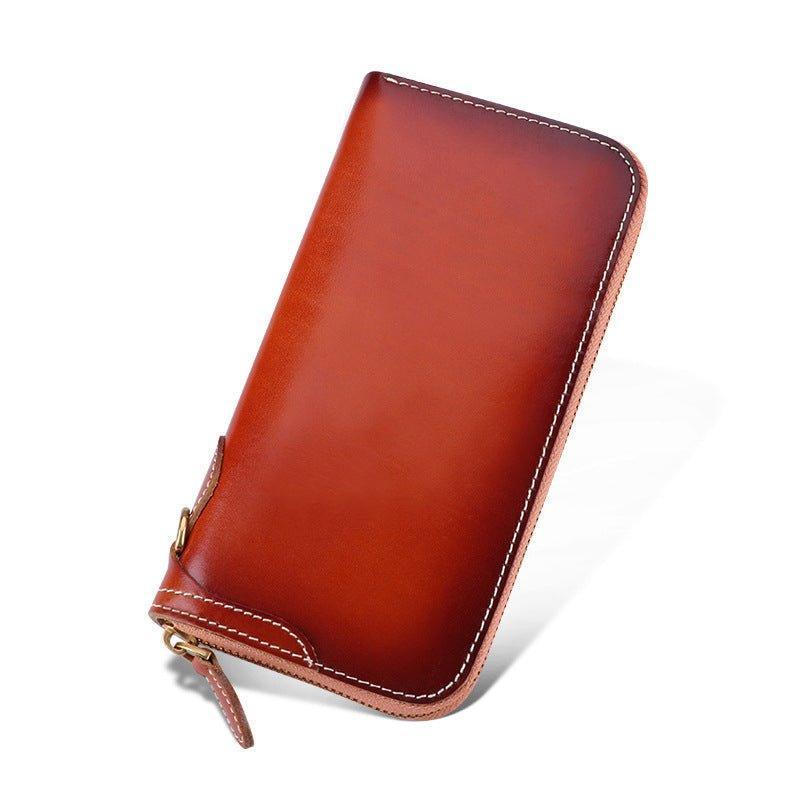 Woosir Long Wallet Mens Cowhide Leather