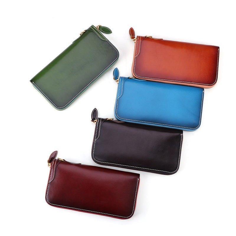 Woosir Long Wallet Mens Cowhide Leather