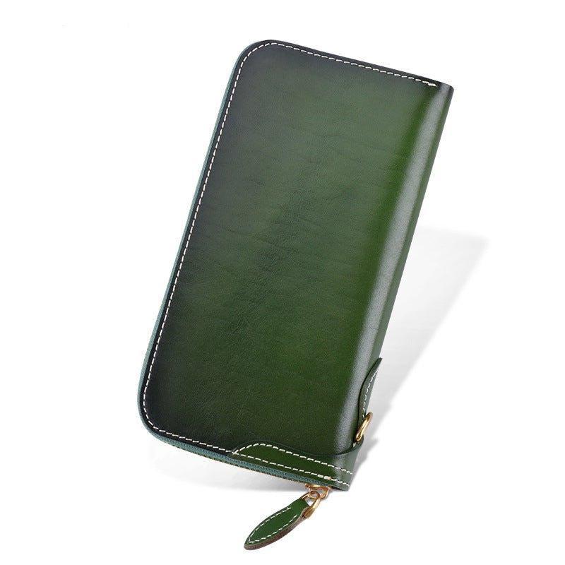 Woosir Long Wallet Mens Cowhide Leather