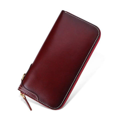 Woosir Long Wallet Mens Cowhide Leather