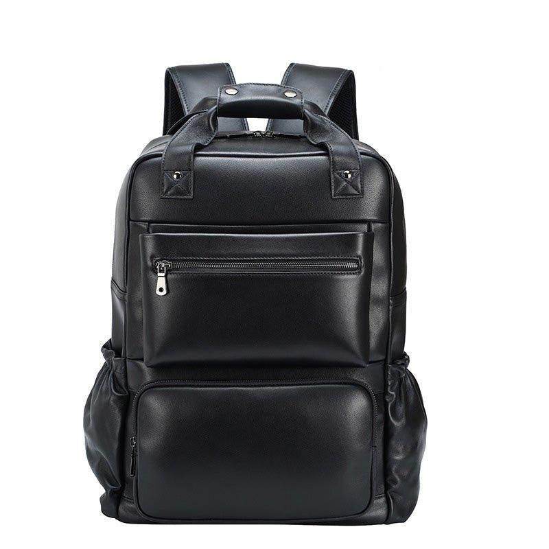 Woosir Men Black Leather Backpack