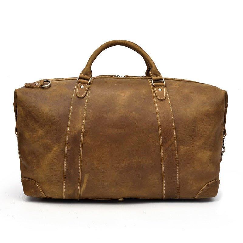 Men Leather Weekender Bag with Laptop Compartment