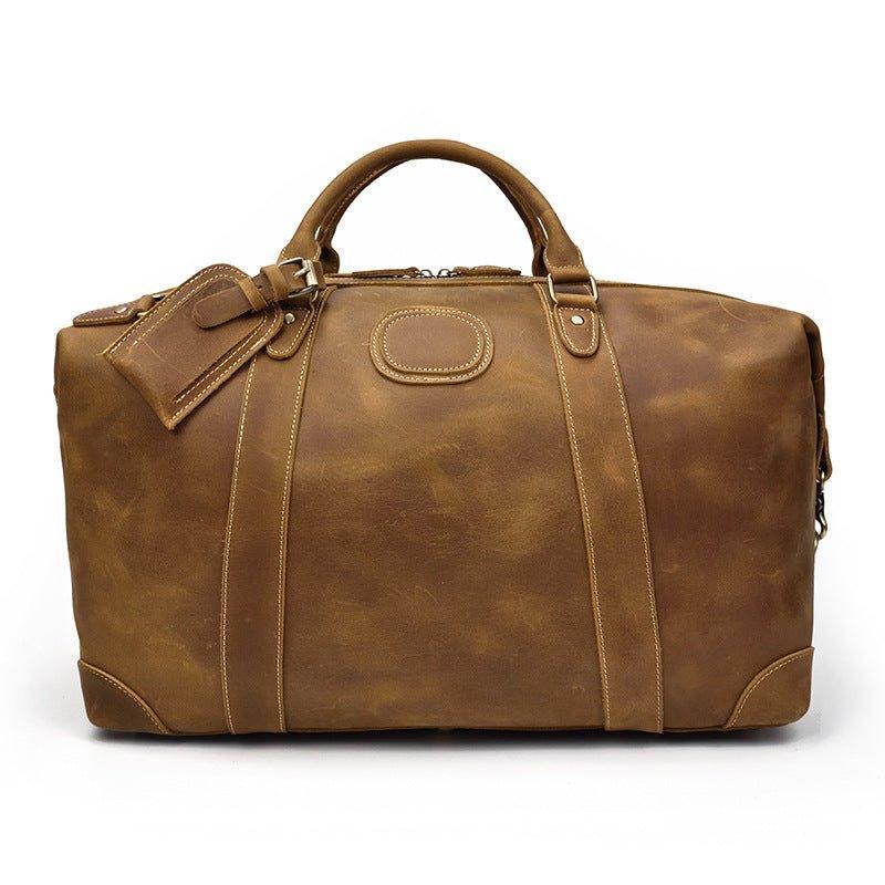 Men Leather Weekender Bag with Laptop Compartment